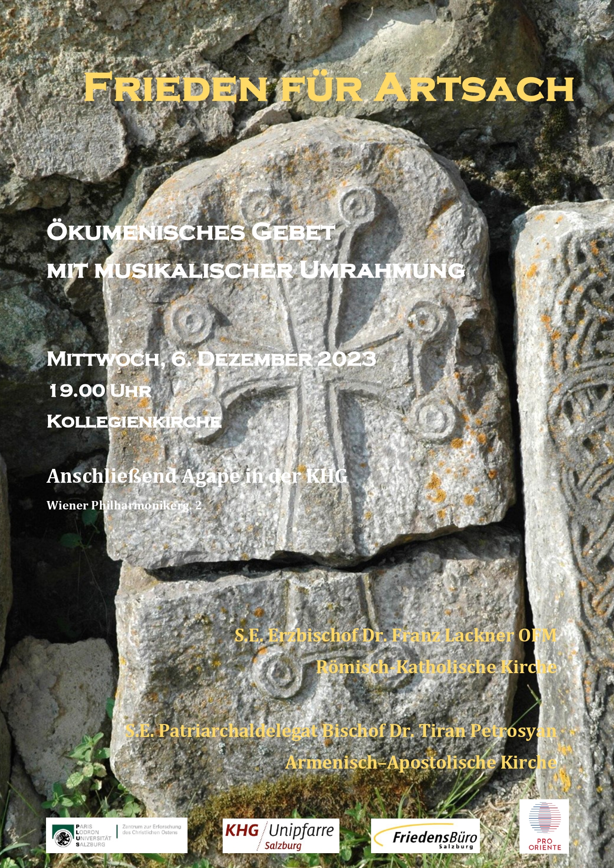 Poster: Frieden für Artsach am 6. Dezember 2023 in der Kollegienkirche Salzburg