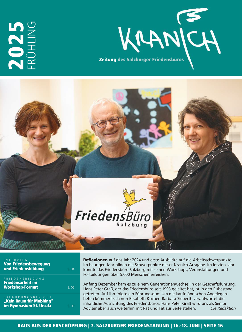 Titelblatt Kranich 01/2025 zum Thema Reflexionen